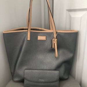 Silver/Grey COACH tote bag